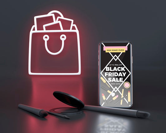 Free Black Friday Background With Red Neon Lights Psd