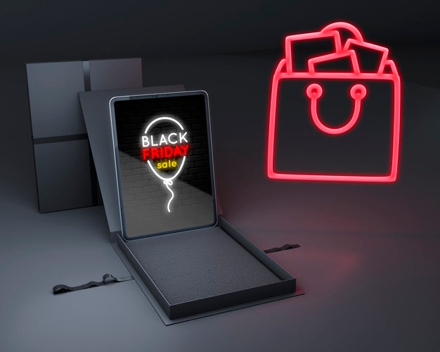 Free Black Friday Background With Tablet Mock-Up Psd