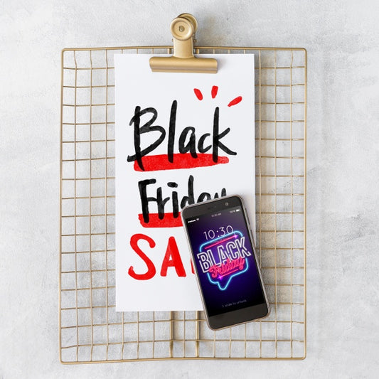 Free Black Friday Composition With Clipboard Psd