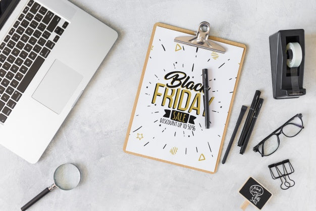 Free Black Friday Composition With Clipboard Psd