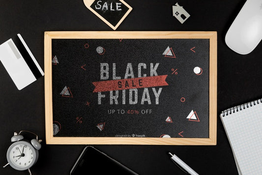 Free Black Friday Concept Mock-Up On Black Background Psd