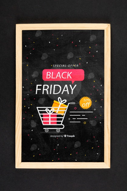 Free Black Friday Concept Mock-Up On Black Background Psd