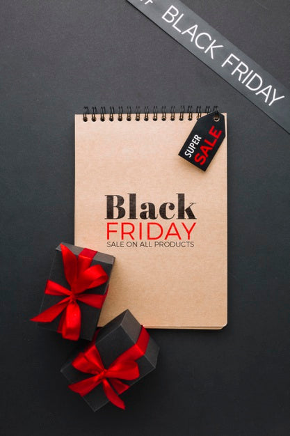 Free Black Friday Concept Mock-Up On Black Background Psd