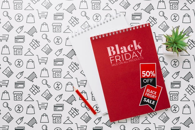 Free Black Friday Concept Mock-Up With Notebook Psd
