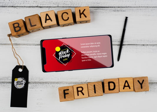 Free Black Friday Concept With Mock-Up Smartphone Psd