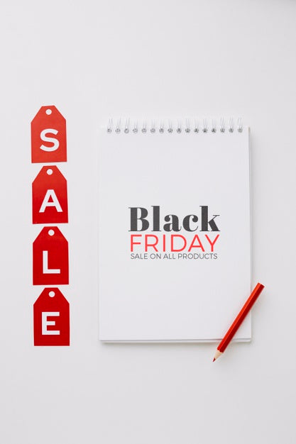 Free Black Friday Concept With Notebook Mock-Up Psd