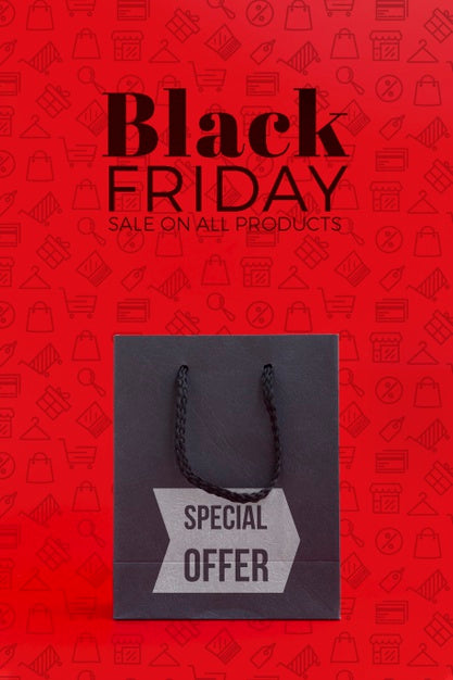 Free Black Friday Concept With Red Background Psd