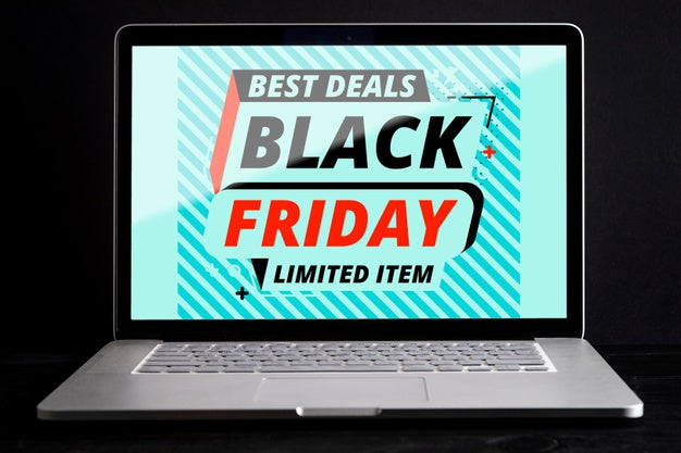 Free Black Friday Laptop Mock-Up Concept Psd