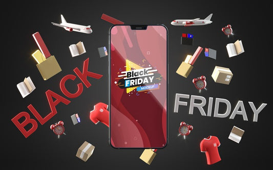 Free Black Friday Mobile On Sale Mock-Up Black Background Psd