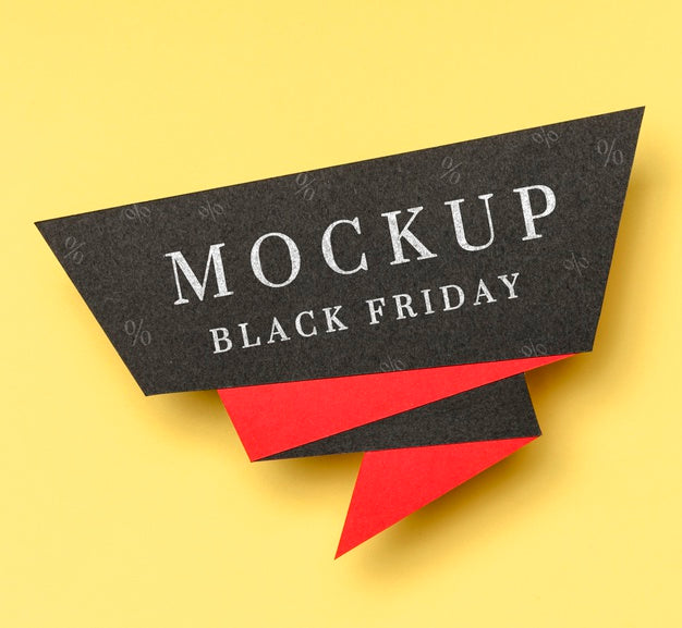 Free Black Friday Mock-Up Black And Red Banner Psd