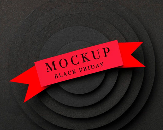 Free Black Friday Mock-Up Red Ribbon On Layers Of Fabric Psd