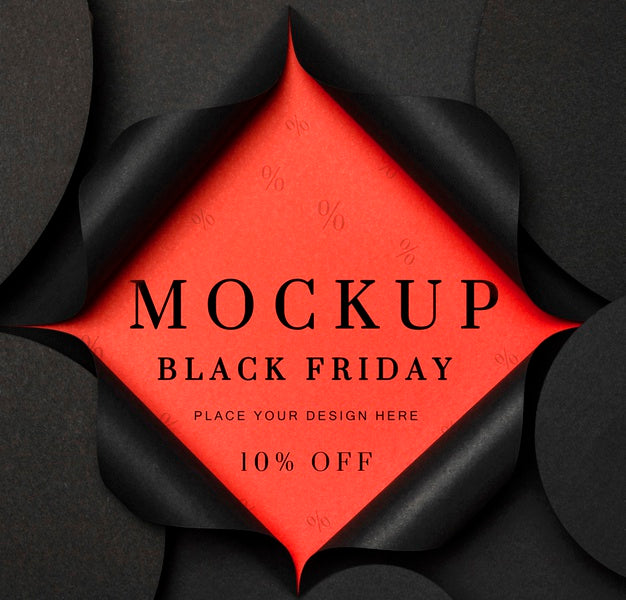 Free Black Friday Mock-Up Torn Black Paper Psd
