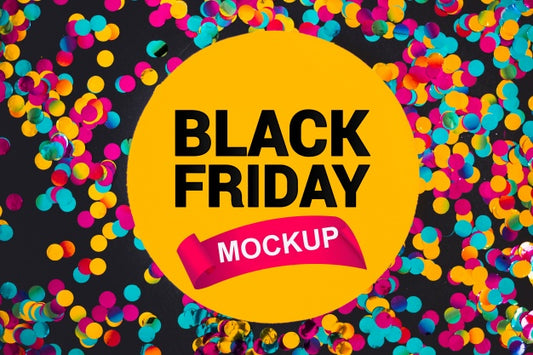 Free Black Friday Mockup With Confetti Psd