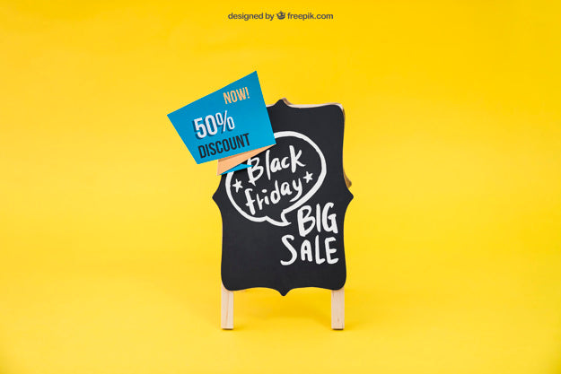 Free Black Friday Mockup With Label On Board Psd