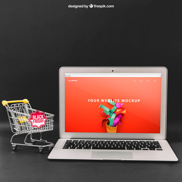 Free Black Friday Mockup With Laptop Psd