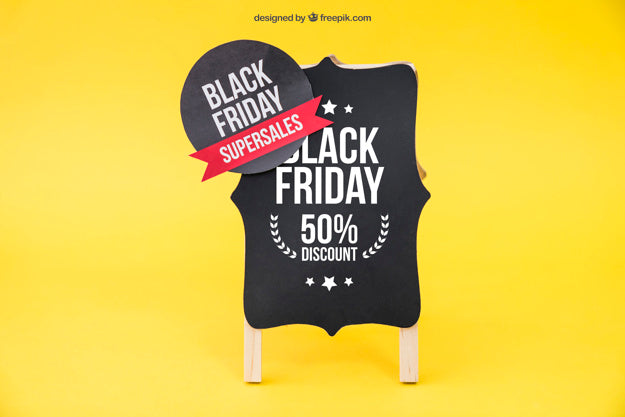 Free Black Friday Mockup With Round Label Psd