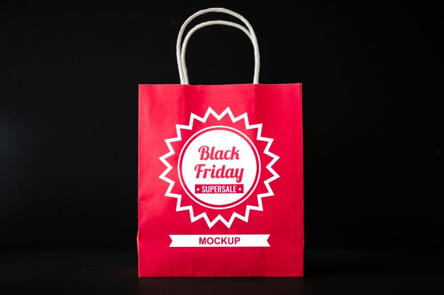 Free Black Friday Mockup With Shopping Bag Psd