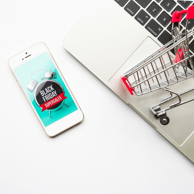 Free Black Friday Mockup With Smartphone Psd