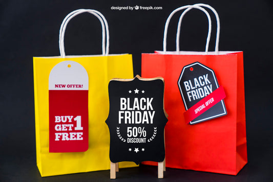 Free Black Friday Mockup With Two Bags Psd