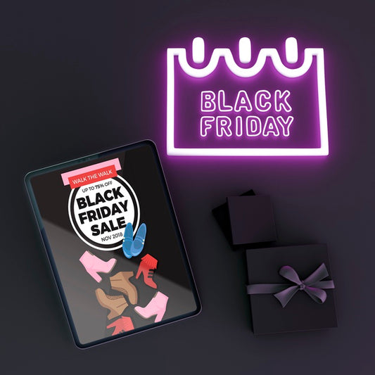 Free Black Friday Sales Background With Tablet Mock-Up Psd