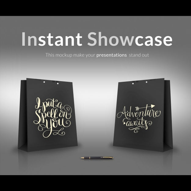 Free Black Gift Bag Mock Up Psd