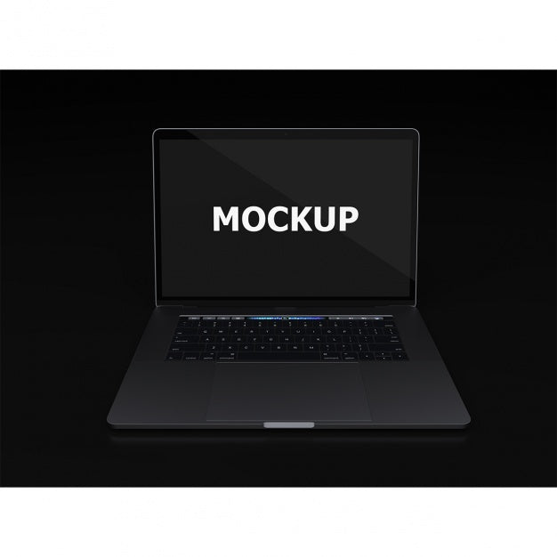 Free Black Laptop Mockup Frontal View Psd