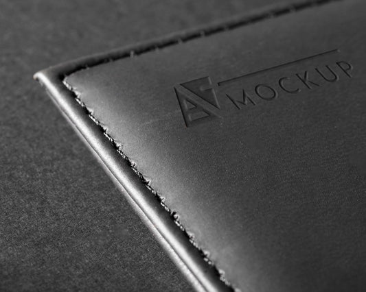 Free Black Leather Surface Mock-Up With Stitches Psd