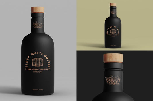 Free Black Matte Bottle Mockup