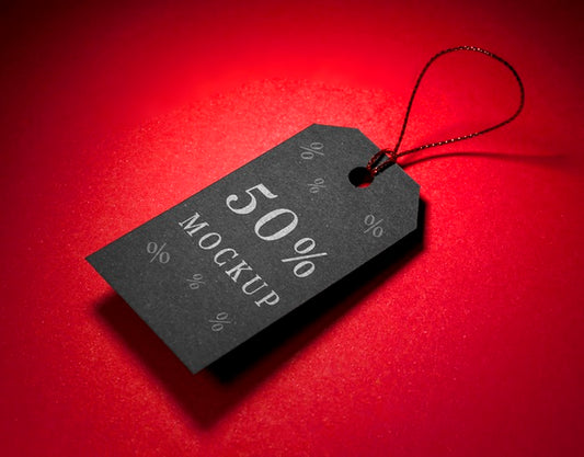 Free Black Price Tag With Thread Black Friday Sales Mock-Up Psd