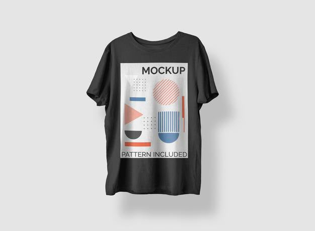 Free Black T-Shirt Geometric Print Pattern Mockup Psd – CreativeBooster
