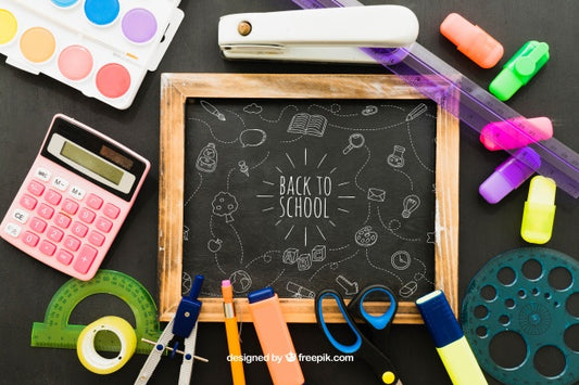 Free Blackboard And Complete Set Of School Materials Psd
