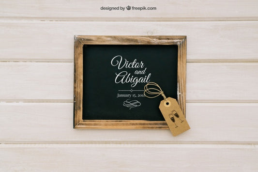 Free Blackboard And Label With Mock Up Design Psd