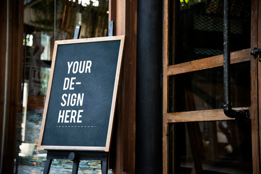 Free Blackboard Sign Mockup In Front Of A Restaurant Psd