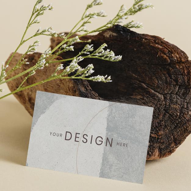 Free Blank Business Card On Beige Surface Psd
