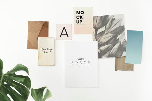 Free Blank Cards Mockup On The Wall Psd