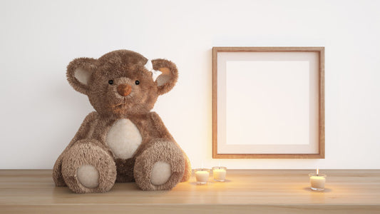 Free Blank Frame With Teddy Bear And Candles Psd