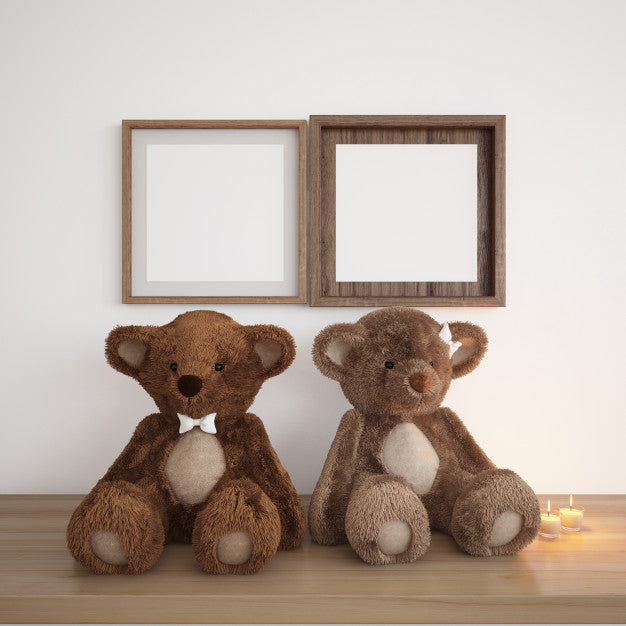 Free Blank Frames With Teddy Bears And Candles Psd