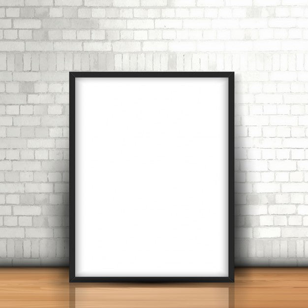 Free Blank Picture and Photo Frame Against a Brick Wall PSD Mockup