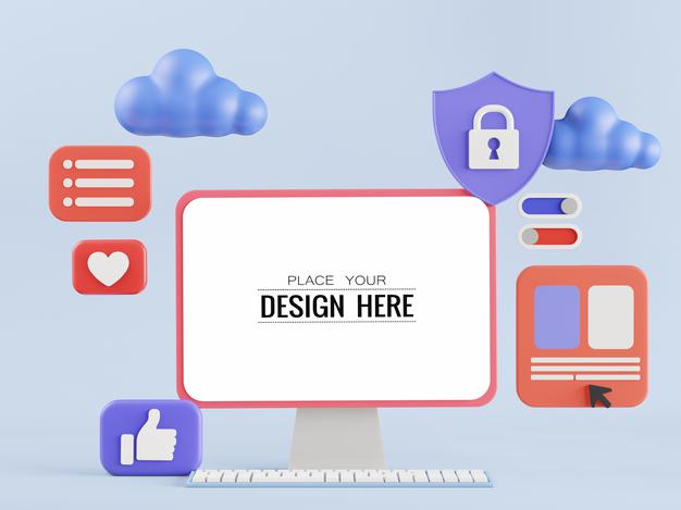 Free Blank Screen Computer With Element Psd Mockup Psd