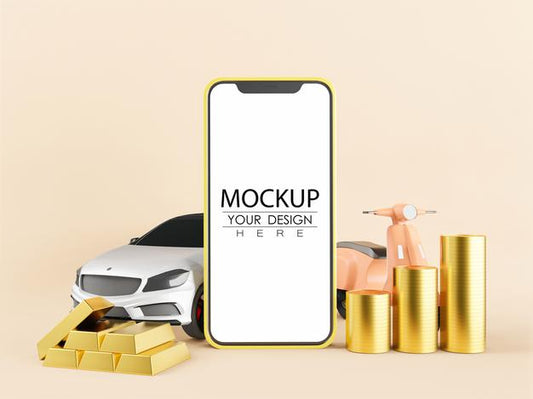 Free Blank Screen Smart Phone Computer Mockup For Wealth Concept Psd