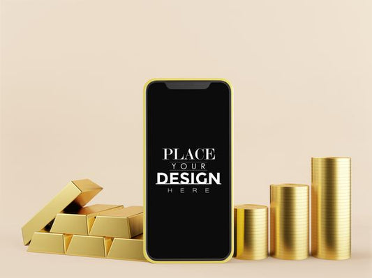 Free Blank Screen Smart Phone Mockup With Gold Psd