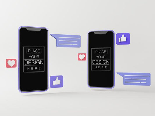 Free Blank Screen Smart Phone Mockups With Chats On Social Media Psd
