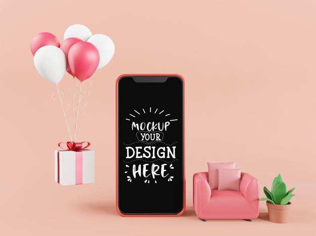 Free Blank Screen Smart Phone Mockups With Online Shopping Psd