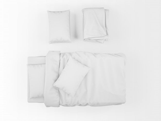 Free Blank White Bed Mockup On Top View Psd