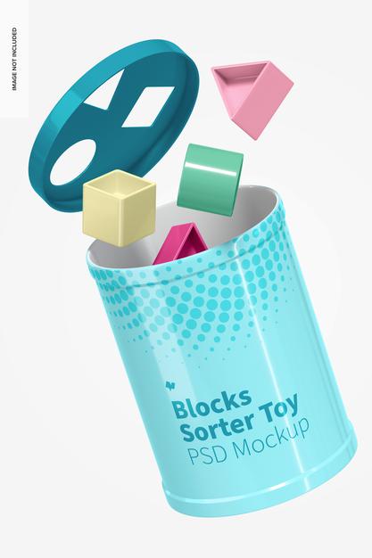 Free Blocks Sorter Toy Mockup, Floating Psd