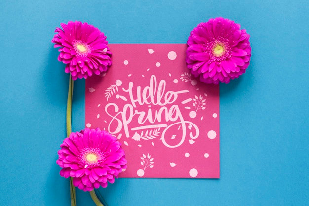 Free Blooming Flowers And Greeting Card Psd