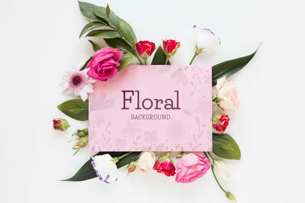 Free Blooming Flowers With Greeting Card Psd