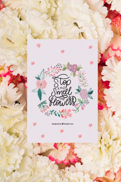 Free Blossom Flowers With Message Card On Top Psd