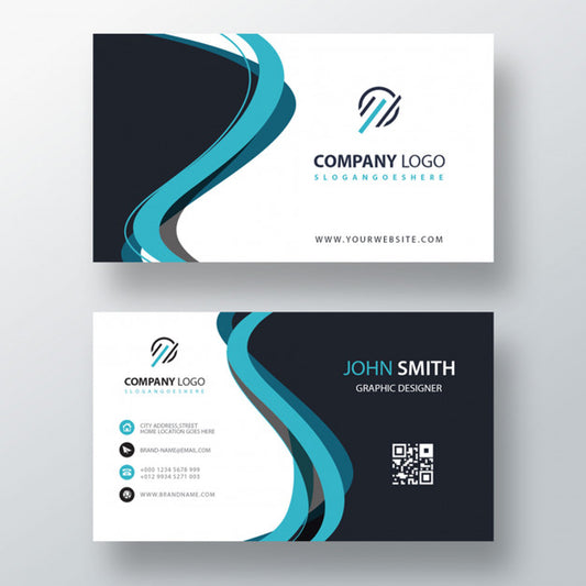 Free Blue Abstract Shape Business Card Template Psd