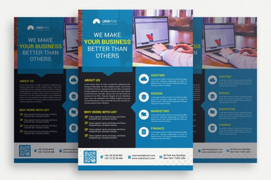 Free Blue And Black Business Brochure Psd